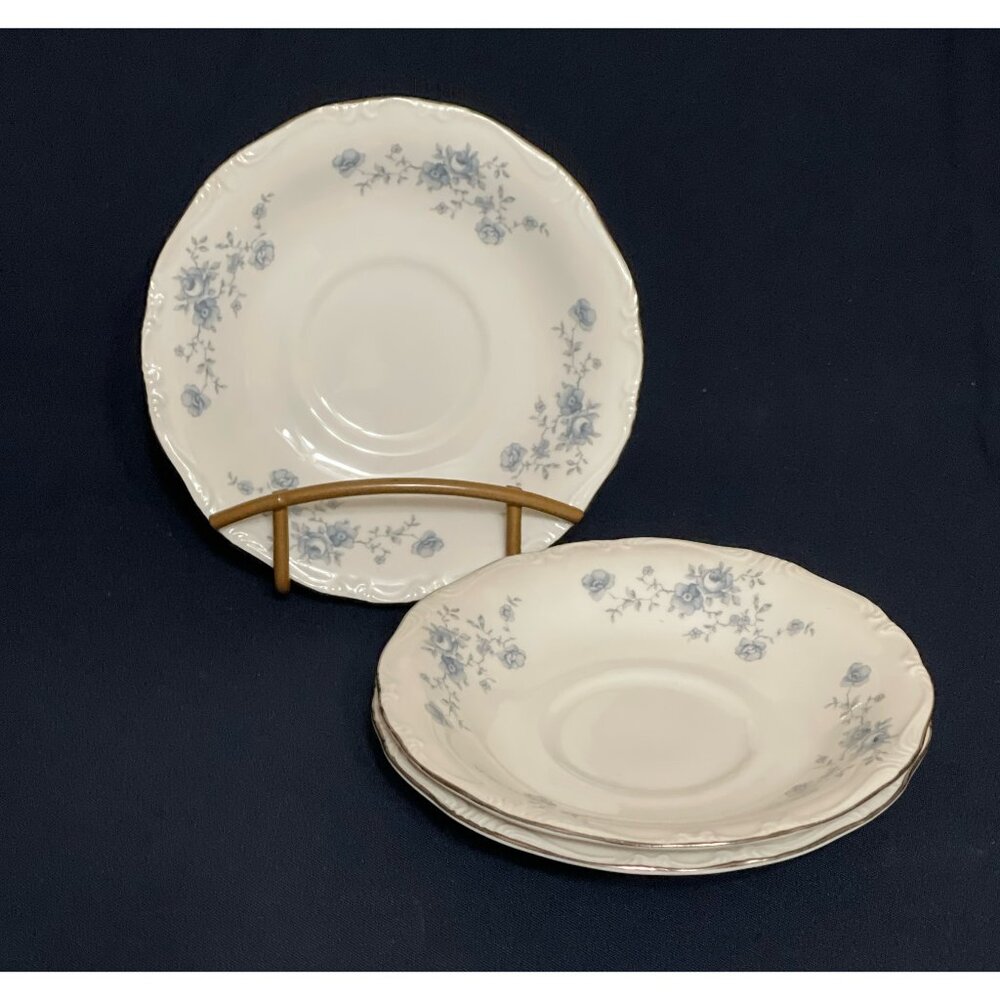Set of 3 Johann Haviland Bavaria Germany Blue Garland Saucers